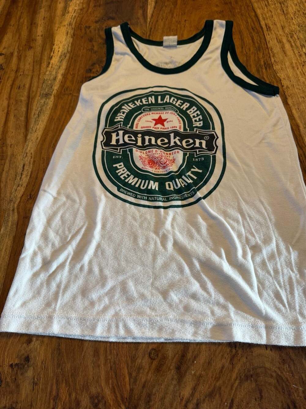 Vintage Heineken Lager Beer Ringer Tank Top White Green Size Medium